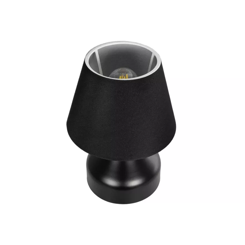 PYRAMID  Μοντέρνο Eπιτραπέζιο Φωτιστικό Μονόφωτο 1 x E27 IP20 Μαύρο Μέταλλο με Μαύρο Ύφασμα - Μ22 x Π22 x Υ30cm