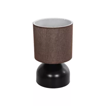 RUBIK  Μοντέρνο Eπιτραπέζιο Φωτιστικό Μονόφωτο 1 x E27 IP20 Μαύρο Μέταλλο με Μπεζ Ύφασμα - Μ19 x Π19 x Υ30cm