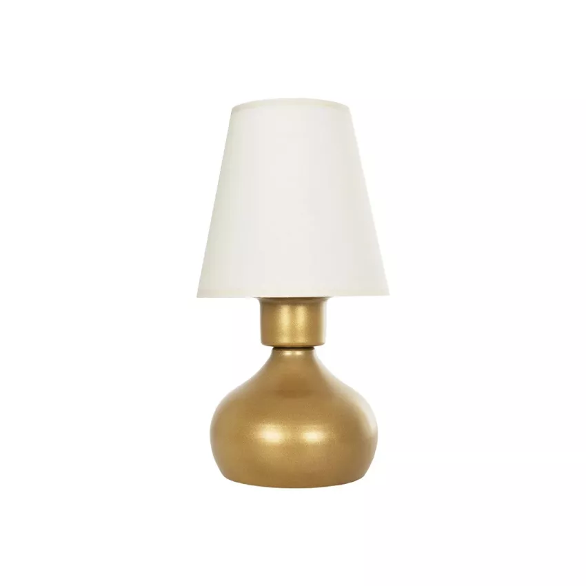 SWEET  Μοντέρνο Eπιτραπέζιο Φωτιστικό Μονόφωτο 1 x E27 IP20 Χρυσό Μέταλλο με Μπεζ Ύφασμα - Μ13 x Π13 x Υ25cm