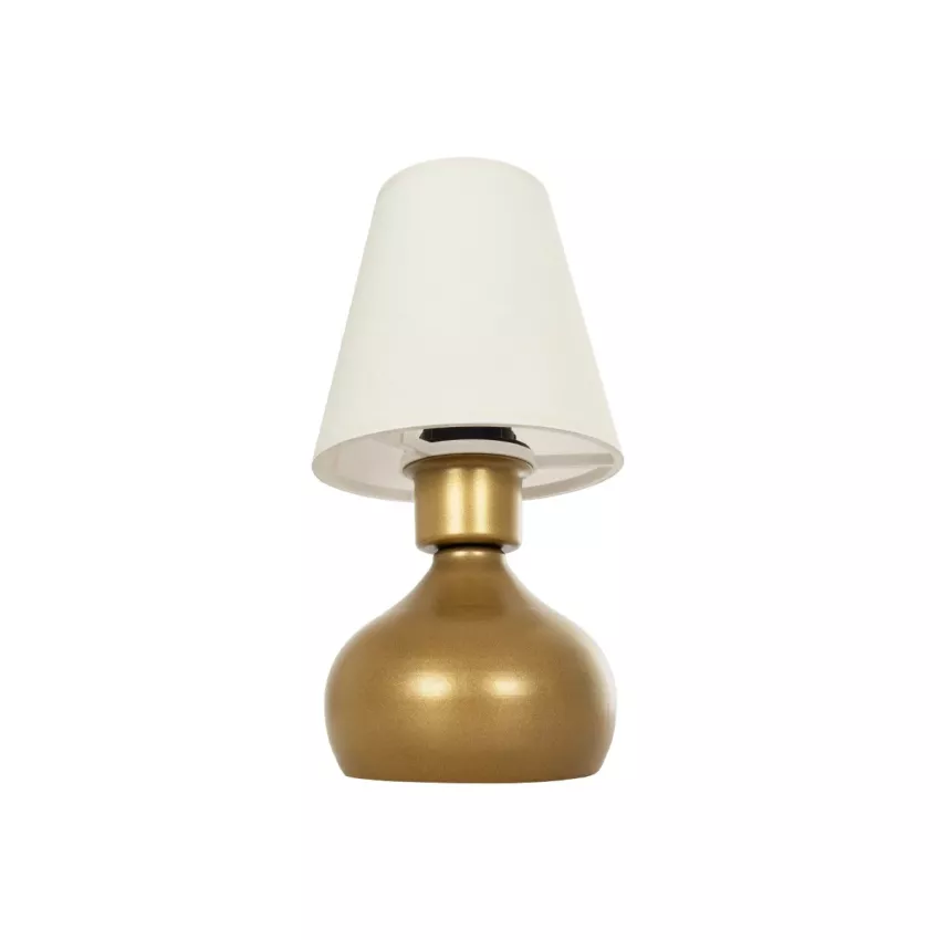 SWEET  Μοντέρνο Eπιτραπέζιο Φωτιστικό Μονόφωτο 1 x E27 IP20 Χρυσό Μέταλλο με Μπεζ Ύφασμα - Μ13 x Π13 x Υ25cm