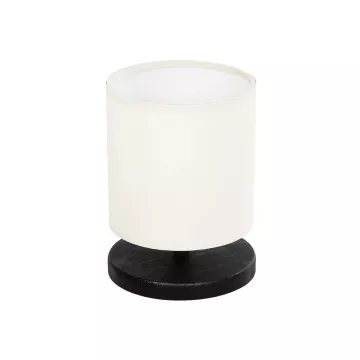 MINNIE  Μοντέρνο Eπιτραπέζιο Φωτιστικό Μονόφωτο 1 x E27 IP20 Μαύρο Ξύλο με Μπεζ Ύφασμα - Μ15 x Π15 x Υ22cm