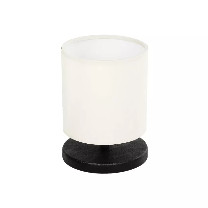 MINNIE  Μοντέρνο Eπιτραπέζιο Φωτιστικό Μονόφωτο 1 x E27 IP20 Μαύρο Ξύλο με Μπεζ Ύφασμα - Μ15 x Π15 x Υ22cm