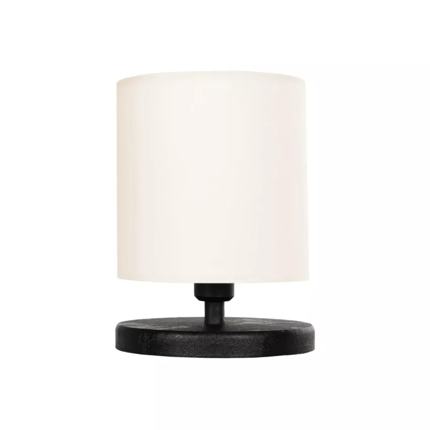 MINNIE  Μοντέρνο Eπιτραπέζιο Φωτιστικό Μονόφωτο 1 x E27 IP20 Μαύρο Ξύλο με Μπεζ Ύφασμα - Μ15 x Π15 x Υ22cm