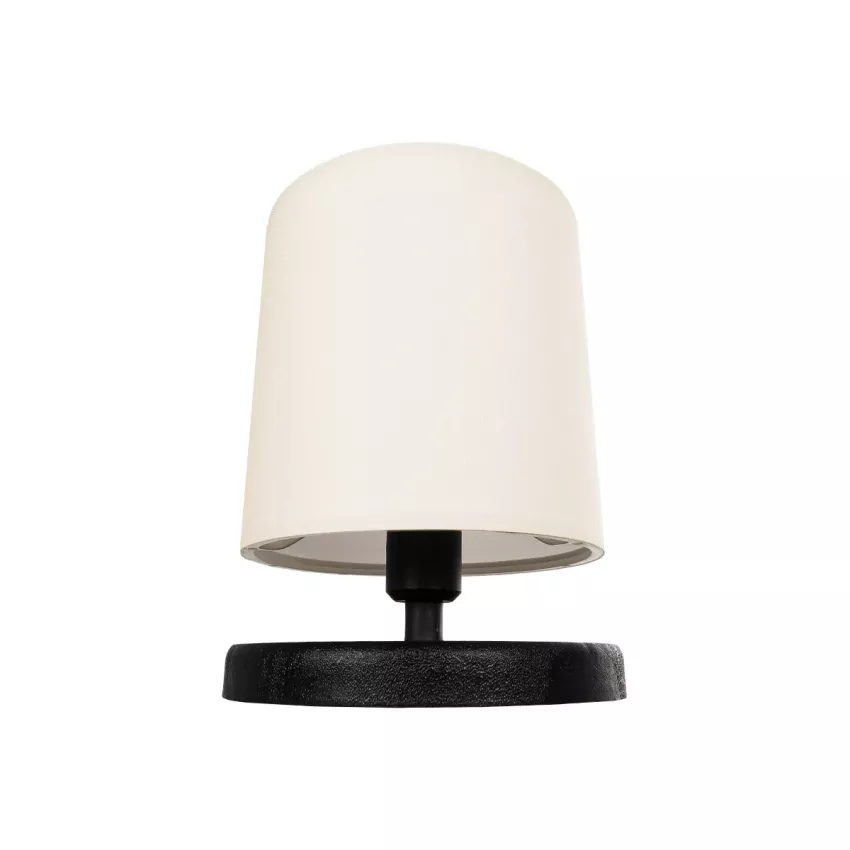 MINNIE  Μοντέρνο Eπιτραπέζιο Φωτιστικό Μονόφωτο 1 x E27 IP20 Μαύρο Ξύλο με Μπεζ Ύφασμα - Μ15 x Π15 x Υ22cm