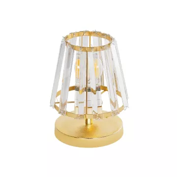 GLASSY  Μοντέρνο Eπιτραπέζιο Φωτιστικό Μονόφωτο 1 x E27 IP20 Χρυσό Πλαστικό με Διάφανο Κρύσταλλο - Μ15 x Π15 x Υ25cm