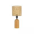 HARD  Boho Eπιτραπέζιο Φωτιστικό Πορτατίφ Μονόφωτο 1 x E27 IP20 Καφέ Ξύλο με Μπεζ Ρατάν - Μ15 x Π15 x Υ35cm