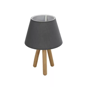 CAP  Μοντέρνο Eπιτραπέζιο Φωτιστικό Μονόφωτο 1 x E27 IP20 Καρυδί Ξύλο με Μαύρο Ύφασμα - Μ22 x Π22 x Υ33cm