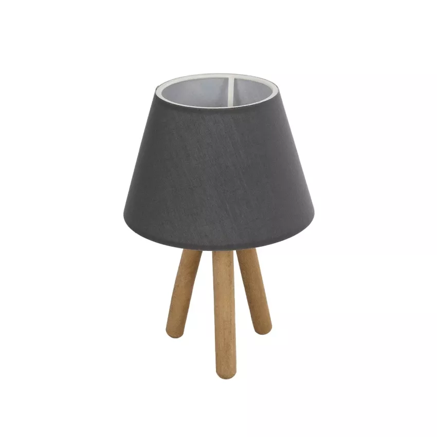 CAP  Μοντέρνο Eπιτραπέζιο Φωτιστικό Μονόφωτο 1 x E27 IP20 Καρυδί Ξύλο με Μαύρο Ύφασμα - Μ22 x Π22 x Υ33cm