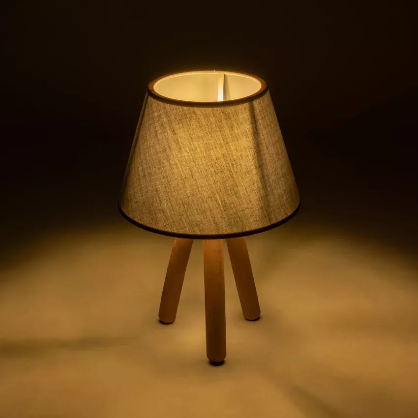 CAP  Μοντέρνο Eπιτραπέζιο Φωτιστικό Μονόφωτο 1 x E27 IP20 Καρυδί Ξύλο με Μαύρο Ύφασμα - Μ22 x Π22 x Υ33cm