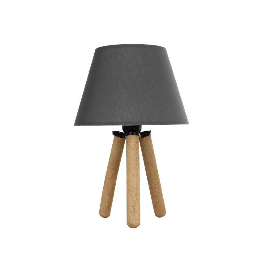 CAP  Μοντέρνο Eπιτραπέζιο Φωτιστικό Μονόφωτο 1 x E27 IP20 Καρυδί Ξύλο με Μαύρο Ύφασμα - Μ22 x Π22 x Υ33cm