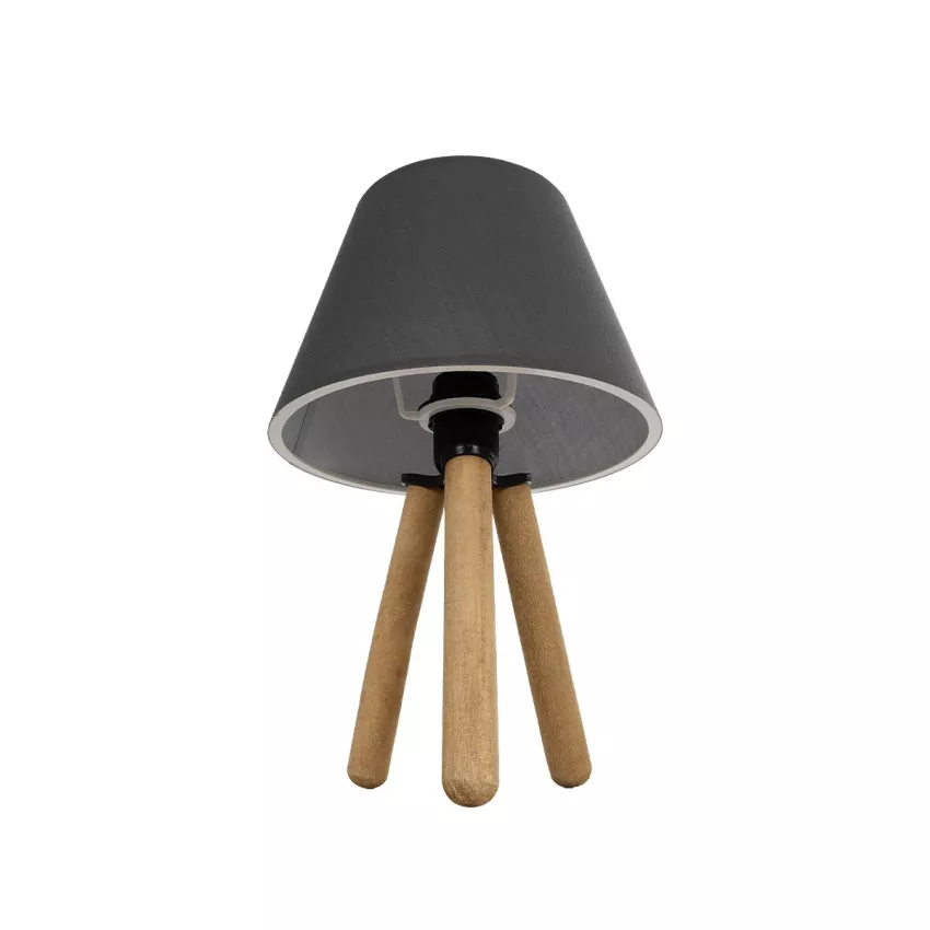 CAP  Μοντέρνο Eπιτραπέζιο Φωτιστικό Μονόφωτο 1 x E27 IP20 Καρυδί Ξύλο με Μαύρο Ύφασμα - Μ22 x Π22 x Υ33cm