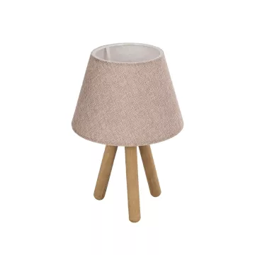 CAP  Μοντέρνο Eπιτραπέζιο Φωτιστικό Μονόφωτο 1 x E27 IP20 Καρυδί Ξύλο με Ροζ Ύφασμα - Μ22 x Π22 x Υ33cm