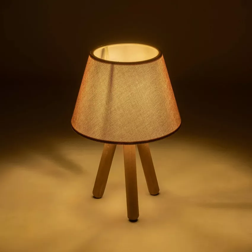 CAP  Μοντέρνο Eπιτραπέζιο Φωτιστικό Μονόφωτο 1 x E27 IP20 Καρυδί Ξύλο με Ροζ Ύφασμα - Μ22 x Π22 x Υ33cm