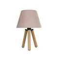 CAP  Μοντέρνο Eπιτραπέζιο Φωτιστικό Μονόφωτο 1 x E27 IP20 Καρυδί Ξύλο με Ροζ Ύφασμα - Μ22 x Π22 x Υ33cm