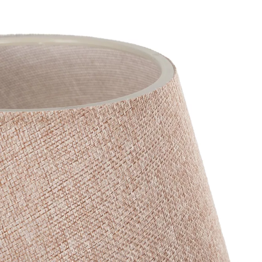 CAP  Μοντέρνο Eπιτραπέζιο Φωτιστικό Μονόφωτο 1 x E27 IP20 Καρυδί Ξύλο με Ροζ Ύφασμα - Μ22 x Π22 x Υ33cm