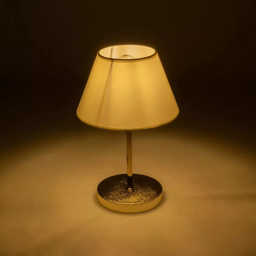 GLOSSY  Μοντέρνο Eπιτραπέζιο Φωτιστικό Πορτατίφ Μονόφωτο 1 x E27 IP20 Χρυσό Μέταλλο με Λευκό Ύφασμα - Μ22 x Π22 x Υ37cm