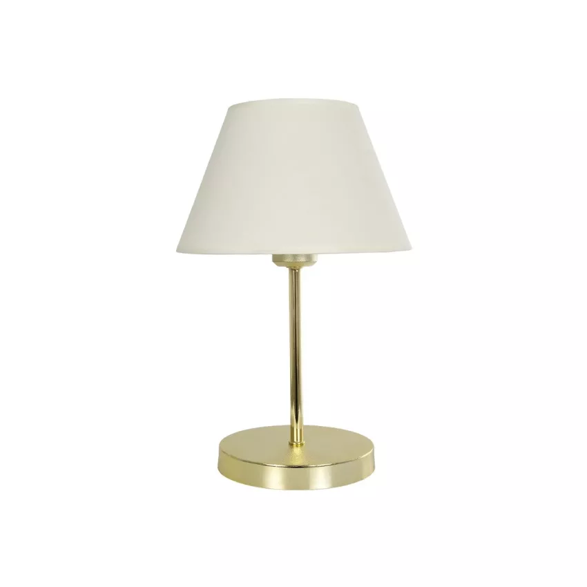 GLOSSY  Μοντέρνο Eπιτραπέζιο Φωτιστικό Πορτατίφ Μονόφωτο 1 x E27 IP20 Χρυσό Μέταλλο με Λευκό Ύφασμα - Μ22 x Π22 x Υ37cm