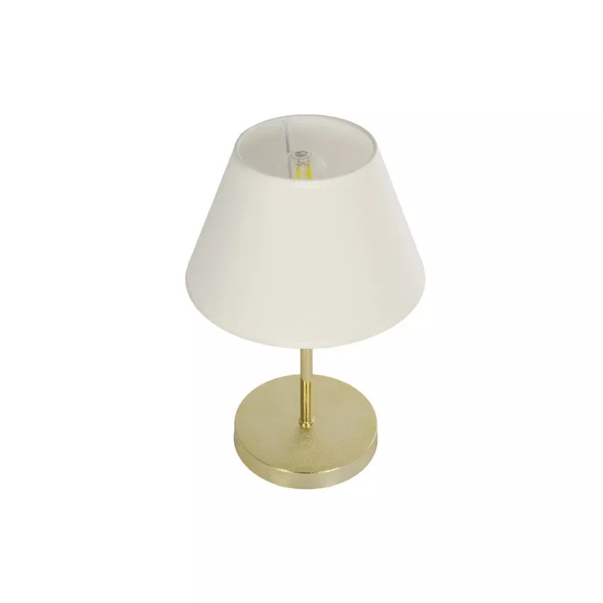 GLOSSY  Μοντέρνο Eπιτραπέζιο Φωτιστικό Πορτατίφ Μονόφωτο 1 x E27 IP20 Χρυσό Μέταλλο με Λευκό Ύφασμα - Μ22 x Π22 x Υ37cm