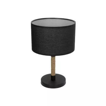 STRING  Μοντέρνο Eπιτραπέζιο Φωτιστικό Πορτατίφ Μονόφωτο 1 x E27 IP20 Μαύρο Mέταλλο, Μπεζ Σχοινί με Μαύρο Ύφασμα - Μ24 x Π24 x Υ37cm