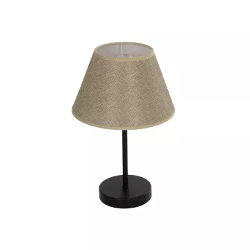 LARA  Μοντέρνο Eπιτραπέζιο Φωτιστικό Πορτατίφ Μονόφωτο 1 x E27 IP20 Μαύρο Αλουμίνιο με Μπεζ Ύφασμα - Μ22 x Π22 x Υ36cm