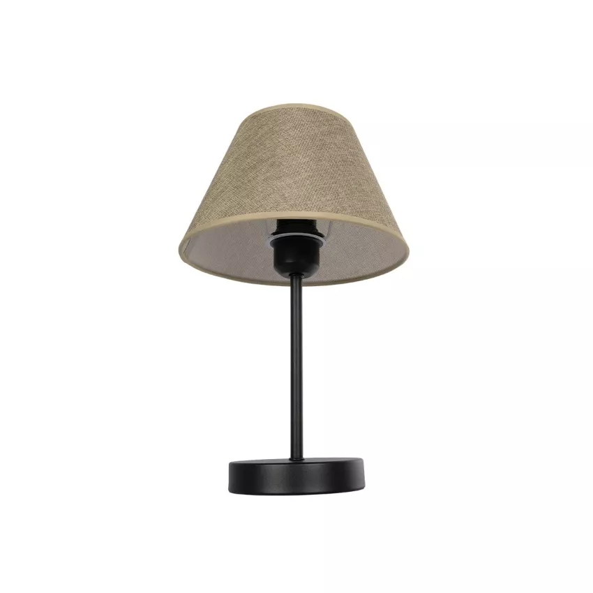 LARA  Μοντέρνο Eπιτραπέζιο Φωτιστικό Πορτατίφ Μονόφωτο 1 x E27 IP20 Μαύρο Αλουμίνιο με Μπεζ Ύφασμα - Μ22 x Π22 x Υ36cm