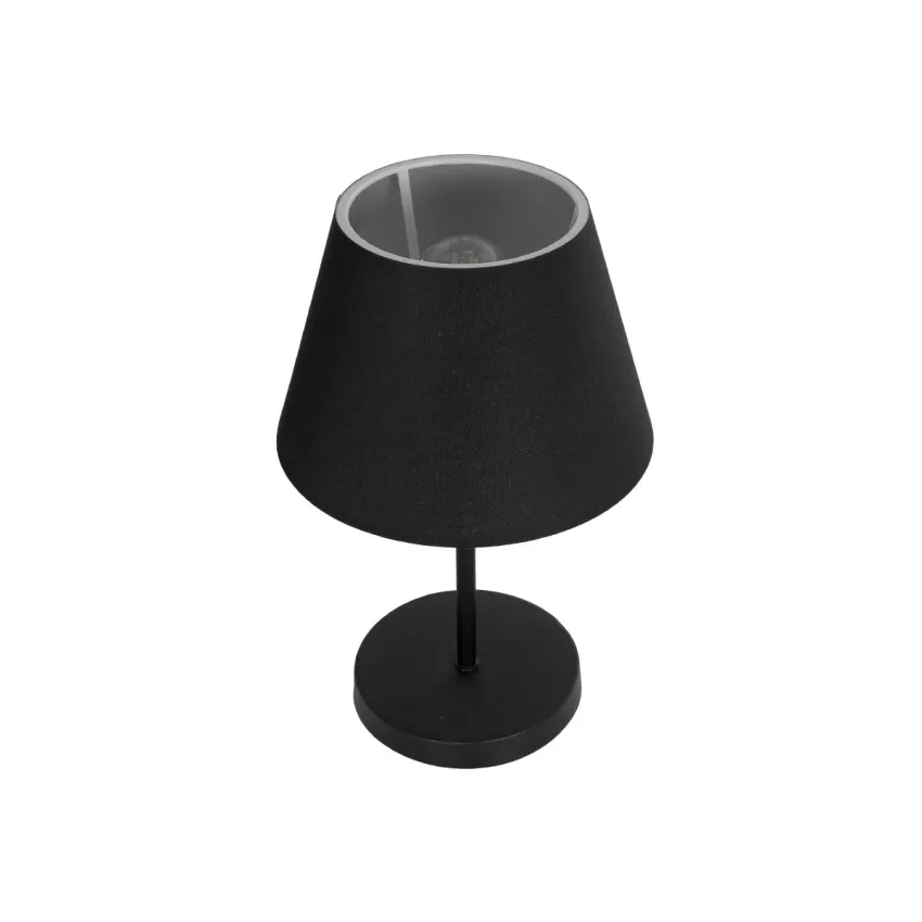 LARA  Μοντέρνο Eπιτραπέζιο Φωτιστικό Μονόφωτο 1 x E27 IP20 Μαύρο Μέταλλο με Μαύρο Ύφασμα - Μ22 x Π22 x Υ36cm