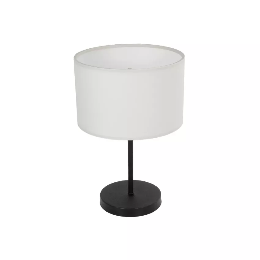 LARA  Μοντέρνο Eπιτραπέζιο Φωτιστικό Πορτατίφ Μονόφωτο 1 x E27 IP20 Μαύρο Μέταλλο με Μπεζ Ύφασμα - Μ24 x Π24 x Υ35cm