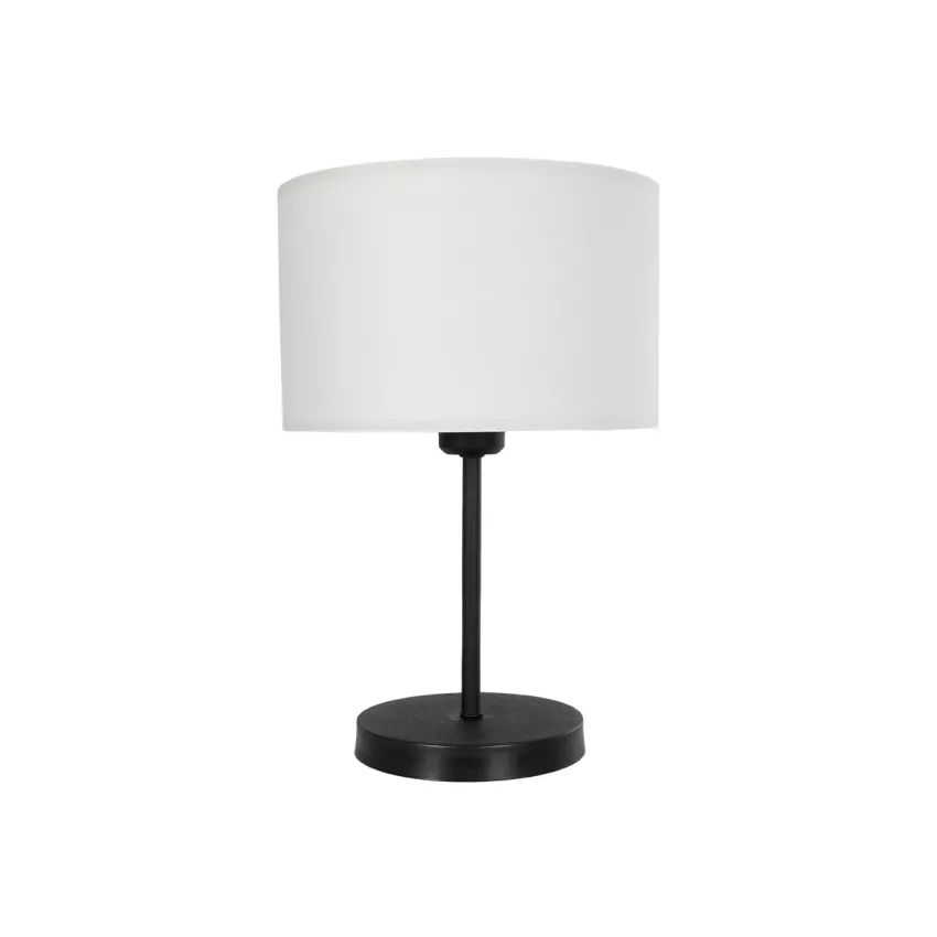 LARA  Μοντέρνο Eπιτραπέζιο Φωτιστικό Πορτατίφ Μονόφωτο 1 x E27 IP20 Μαύρο Μέταλλο με Μπεζ Ύφασμα - Μ24 x Π24 x Υ35cm