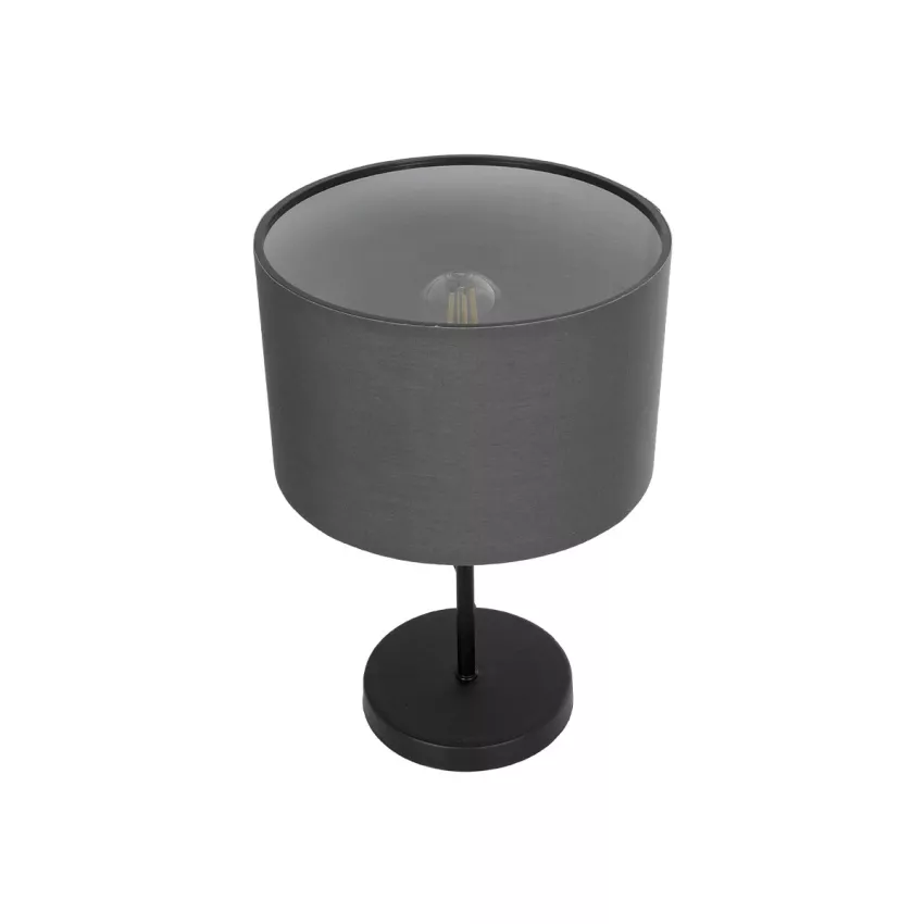 LARA  Μοντέρνο Eπιτραπέζιο Φωτιστικό Μονόφωτο 1 x E27 IP20 Μαύρο Μέταλλο με Γκρι Ύφασμα - Μ24 x Π24 x Υ35cm