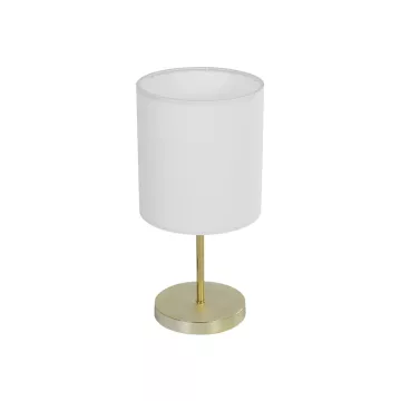 GLOSSY  Μοντέρνο Eπιτραπέζιο Φωτιστικό Μονόφωτο 1 x E27 IP20 Χρυσό Μέταλλο με Μπεζ Ύφασμα - Μ15 x Π15 x Υ39cm