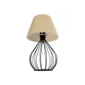 CLASS  Μοντέρνο Eπιτραπέζιο Φωτιστικό Μονόφωτο 1 x E27 IP20 Μαύρο Μέταλλο με Μπεζ Ύφασμα - Μ22 x Π22 x Υ36cm