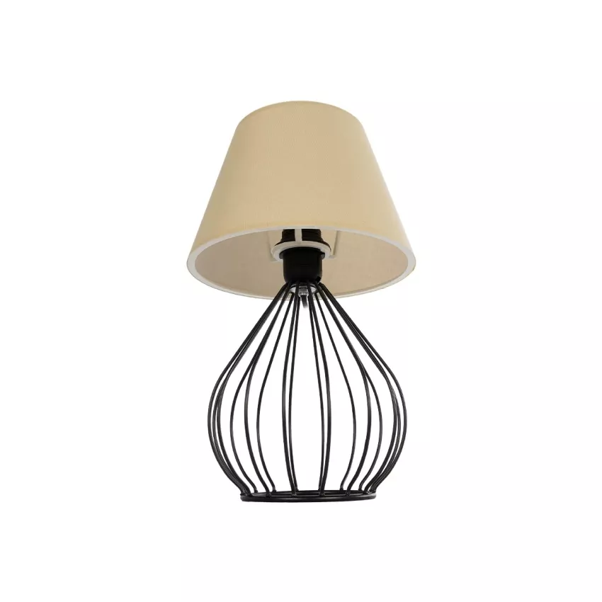 CLASS  Μοντέρνο Eπιτραπέζιο Φωτιστικό Μονόφωτο 1 x E27 IP20 Μαύρο Μέταλλο με Μπεζ Ύφασμα - Μ22 x Π22 x Υ36cm