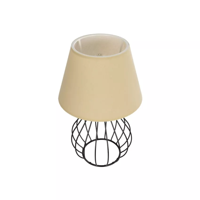 CLASS  Μοντέρνο Eπιτραπέζιο Φωτιστικό Μονόφωτο 1 x E27 IP20 Μαύρο Μέταλλο με Μπεζ Ύφασμα - Μ22 x Π22 x Υ36cm