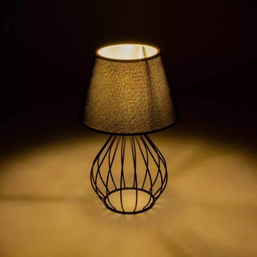 CLASS  Μοντέρνο Eπιτραπέζιο Φωτιστικό Μονόφωτο 1 x E27 IP20 Μαύρο Μέταλλο με Μαύρο Ύφασμα - Μ22 x Π22 x Υ36cm