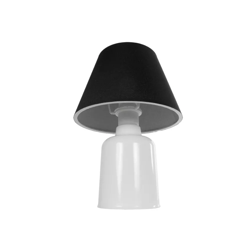 CIA  Μοντέρνο Eπιτραπέζιο Φωτιστικό Μονόφωτο 1 x E27 IP20 Λευκό Πλαστικό με Μαύρο Ύφασμα - Μ24 x Π24 x Υ31cm