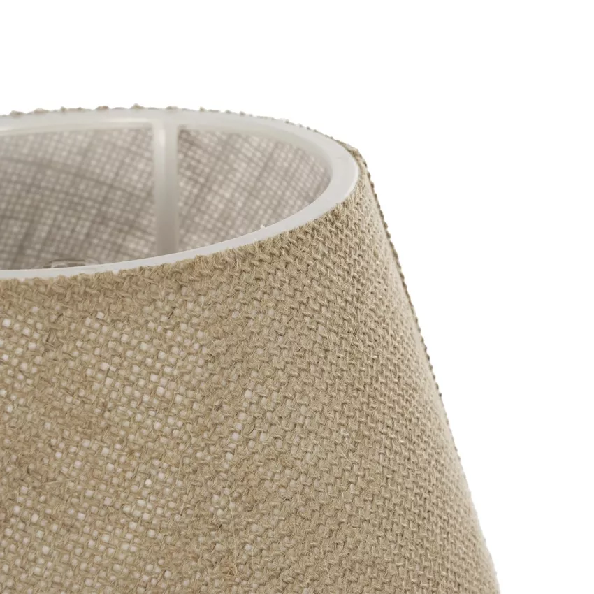 CIA  Μοντέρνο Eπιτραπέζιο Φωτιστικό Μονόφωτο 1 x E27 IP20 Λευκό Πλαστικό με Μπεζ Ύφασμα - Μ24 x Π24 x Υ31cm