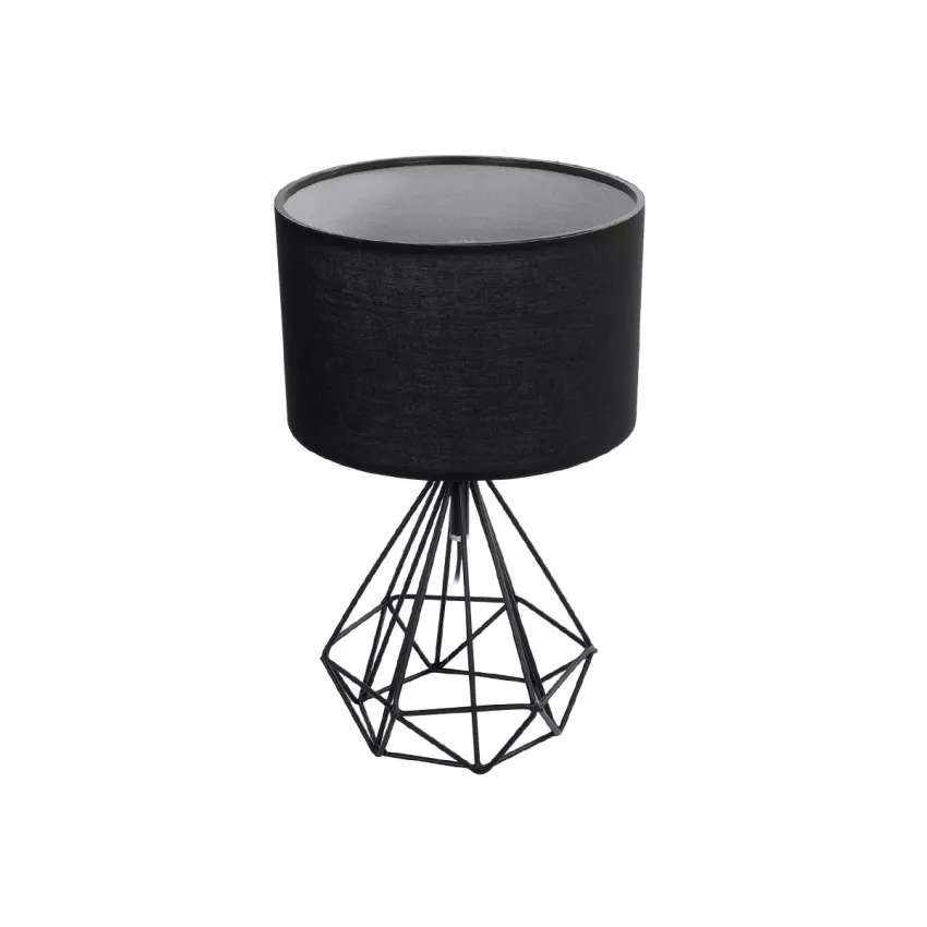 DIAMOND  Μοντέρνο Eπιτραπέζιο Φωτιστικό Μονόφωτο 1 x E27 IP20 Μαύρο Μέταλλο με Μαύρο Ύφασμα - Μ24 x Π24 x Υ41cm