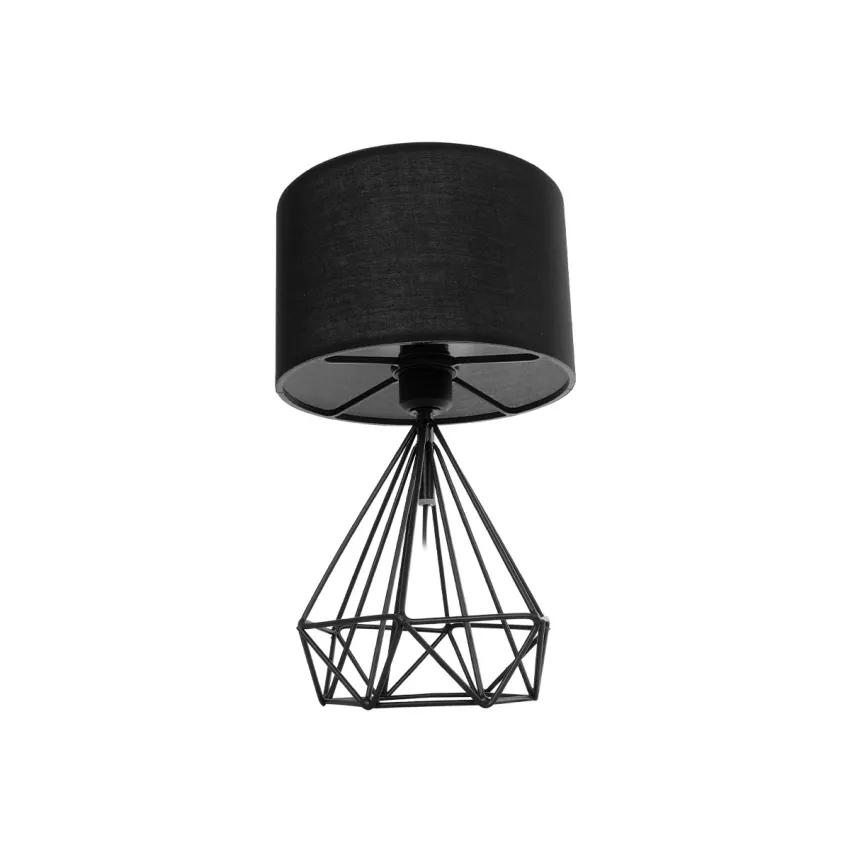 DIAMOND  Μοντέρνο Eπιτραπέζιο Φωτιστικό Μονόφωτο 1 x E27 IP20 Μαύρο Μέταλλο με Μαύρο Ύφασμα - Μ24 x Π24 x Υ41cm