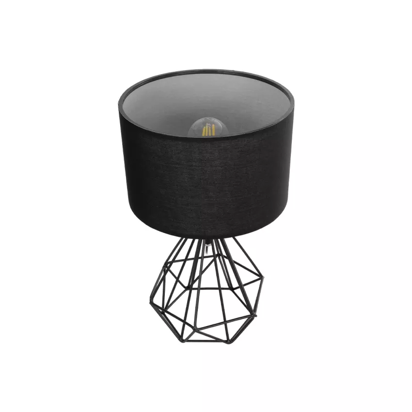 DIAMOND  Μοντέρνο Eπιτραπέζιο Φωτιστικό Μονόφωτο 1 x E27 IP20 Μαύρο Μέταλλο με Μαύρο Ύφασμα - Μ24 x Π24 x Υ41cm