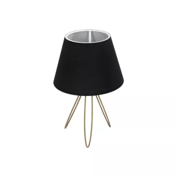 TRIP  Μοντέρνο Eπιτραπέζιο Φωτιστικό Μονόφωτο 1 x E27 IP20 Χρυσό Μέταλλο με Λευκό Ύφασμα - Μ22 x Π22 x Υ33cm