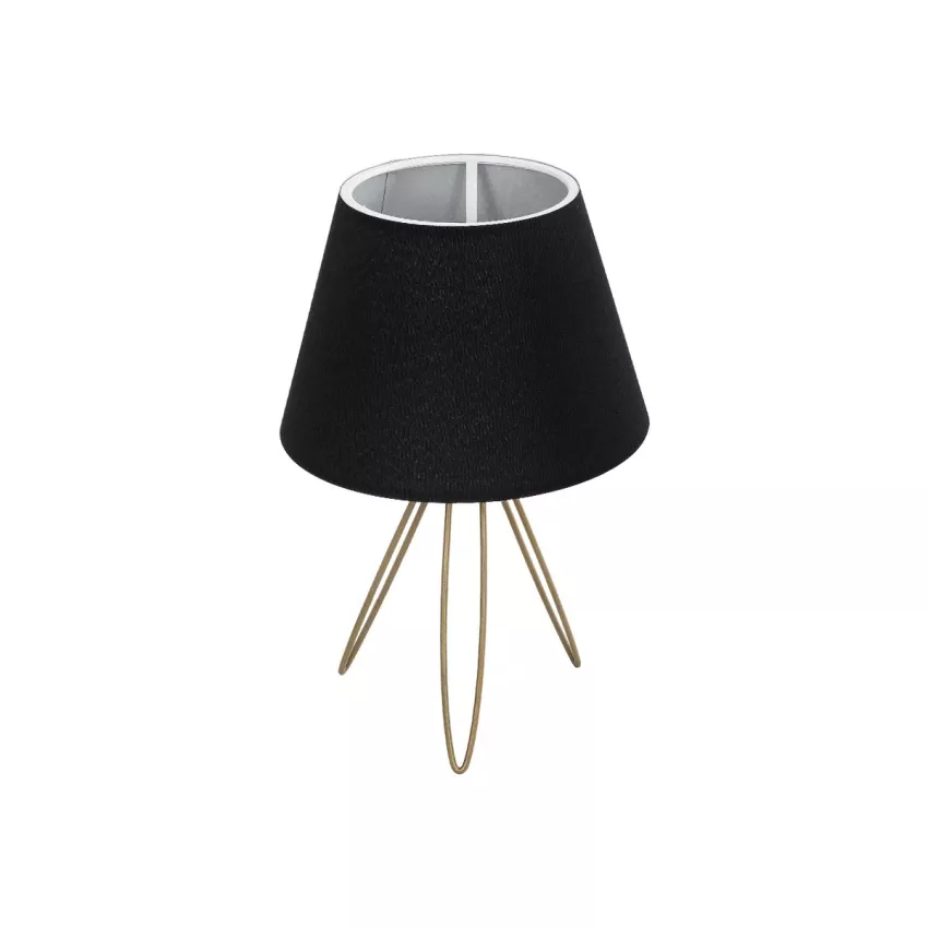 TRIP  Μοντέρνο Eπιτραπέζιο Φωτιστικό Μονόφωτο 1 x E27 IP20 Χρυσό Μέταλλο με Λευκό Ύφασμα - Μ22 x Π22 x Υ33cm