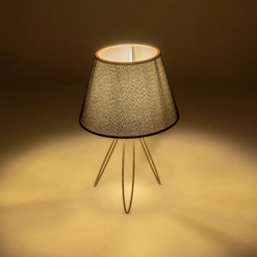 TRIP  Μοντέρνο Eπιτραπέζιο Φωτιστικό Μονόφωτο 1 x E27 IP20 Χρυσό Μέταλλο με Λευκό Ύφασμα - Μ22 x Π22 x Υ33cm