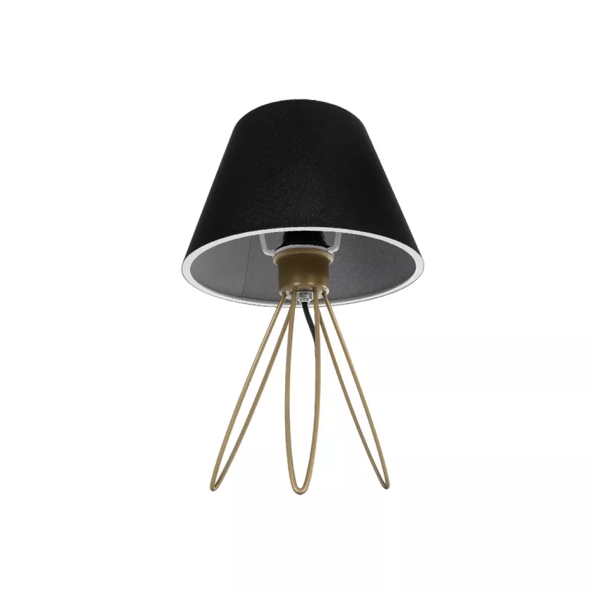 TRIP  Μοντέρνο Eπιτραπέζιο Φωτιστικό Μονόφωτο 1 x E27 IP20 Χρυσό Μέταλλο με Λευκό Ύφασμα - Μ22 x Π22 x Υ33cm