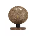 BOWL  Μοντέρνο Eπιτραπέζιο Φωτιστικό Πορτατίφ Μονόφωτο 1 x E27 IP20 Καφέ Ξύλο με Μπεζ Σνοινί - Μ19 x Π19 x Υ22cm