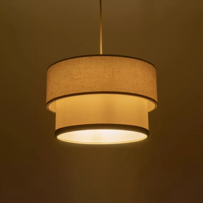 GLOBOSTAR® FOCUS  Μοντέρνο Κρεμαστό Φωτιστικό Οροφής με Ντουί 1 x E27 AC 220-240V IP20 - Λευκό & Μπεζ - Μ30 x Π30 x Υ23cm