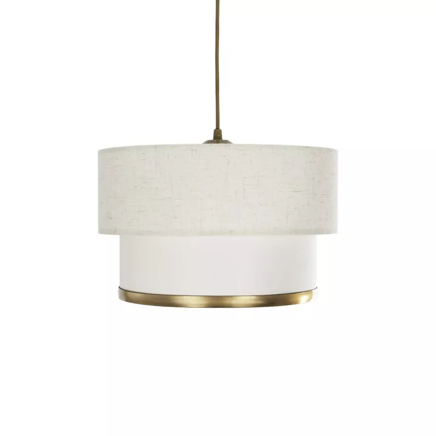 GLOBOSTAR® FOCUS  Μοντέρνο Κρεμαστό Φωτιστικό Οροφής με Ντουί 1 x E27 AC 220-240V IP20 - Λευκό & Μπεζ - Μ30 x Π30 x Υ23cm