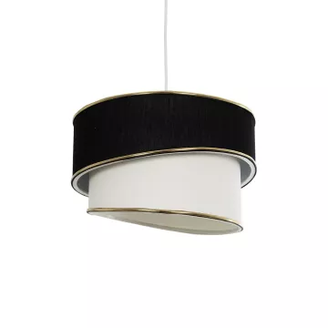 CYCLOP  Μοντέρνο Κρεμαστό Φωτιστικό Kαπέλο Μονόφωτο 1 x E27 IP20 Μαύρο & Λευκό Ύφασμα - Μ30 x Π30 x Υ70cm