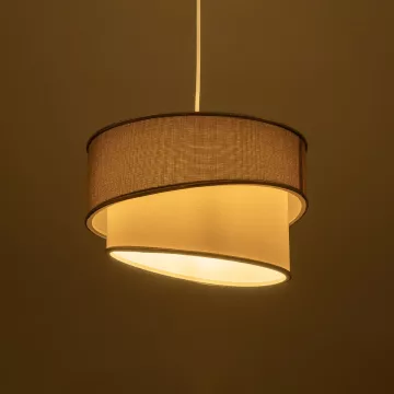 GLOBOSTAR® CYCLOP  Μοντέρνο Κρεμαστό Φωτιστικό Οροφής με Ντουί 1 x E27 AC 220-240V IP20 - Μπεζ & Λευκό - Μ31 x Π31 x Υ21cm