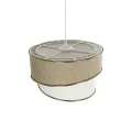 GLOBOSTAR® CYCLOP  Μοντέρνο Κρεμαστό Φωτιστικό Οροφής με Ντουί 1 x E27 AC 220-240V IP20 - Μπεζ & Λευκό - Μ31 x Π31 x Υ21cm