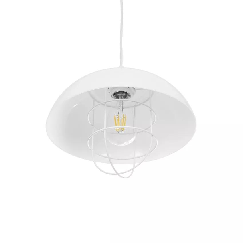 INDUSTRY  Μοντέρνο Κρεμαστό Φωτιστικό Καμπάνα Μονόφωτο 1 x E27 IP20 Λευκό Μέταλλο - Μ30 x Π30 x Υ70cm